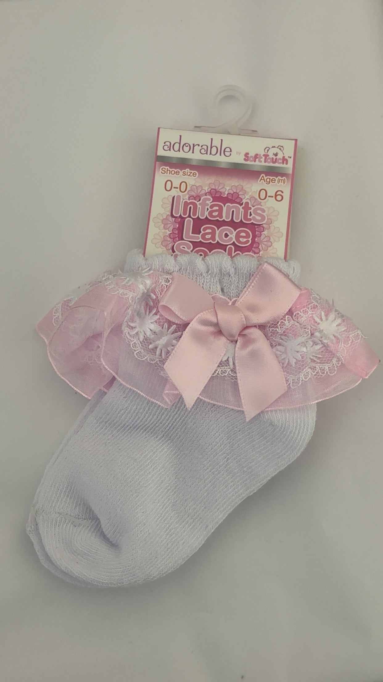 White And Pink Laced Socks