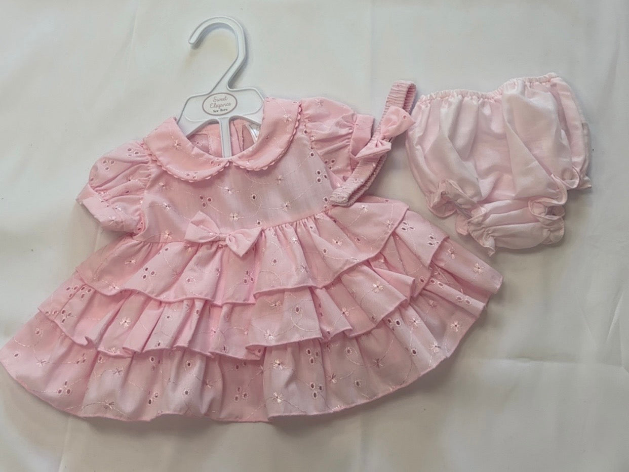 Baby Girl Pink Frilly Dress Set