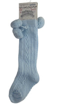 Blue Long PomPom Socks